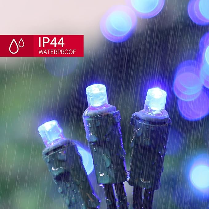 Blue Wide Angle LED Christmas Lights, 64.8 Ft 300 Count, Pack of 3 Strands 21.9 Ft 100 Lights UL Certified Commercial Grade Green Wire 5mm Holiday String Light