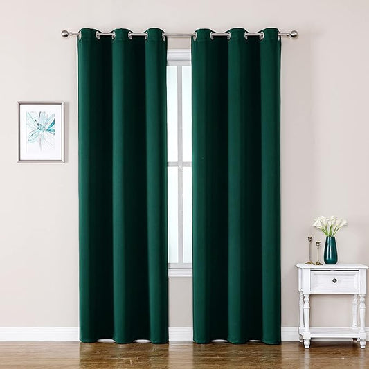 ChrisDowa Blackout Curtains 72 inches Long for Bedroom - 2 Panels Set Grommet Thermal Insulated Room Darkening Curtains for Living Room (Forest Green, 42 x 72 Inch)