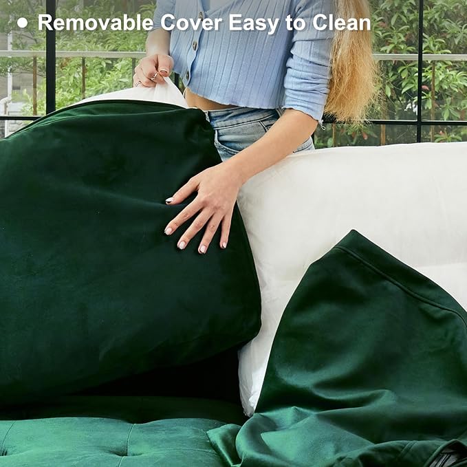 Belffin Modular Sectional Sleeper Sofa with Pull Out Bed U Shaped Sectional Sofa Couch with Storage Ottoman Velvet Covertible 7-Seater Sofa for Living Room Green