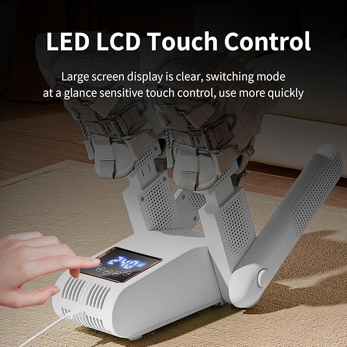 Boot Dryer for Work Boots, Shoe Dryer with Heat Blower, Glove Dryer & Boot Warmer - UV dual light source purification - intelligent timer - white