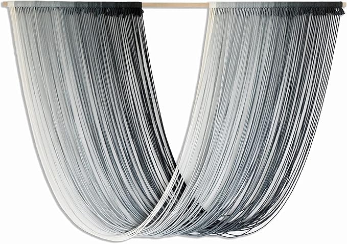 Flber Macrame Wall Hanging Large-Scale Dip-Dye Blue Bohemian Yarn Tapestry Home Room Wall Decor 57" Wx 35" L