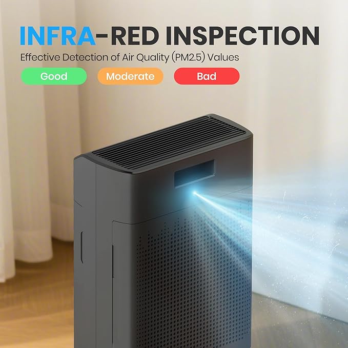 Air Purifiers for Home Large Room Up to 1690 ft² Double-sided Air Inlet Smart WiFi Alexa Compatible PM 2.5 Air Quality Monitor for Smoke and Odor 23dB Quiet 1 Pack+2 Pack HEPA Filters Black