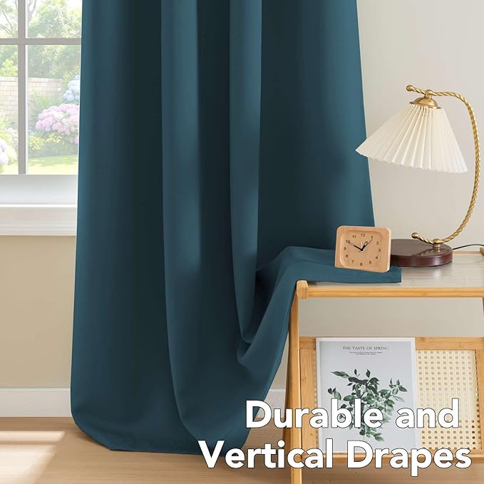 H.VERSAILTEX Premium Blackout Thermal Insulated Room Darkening Curtains for Bedroom/Living Room - Classic Grommet Top (2 Panels, Dark Teal, 52 Inch by 63 Inch)