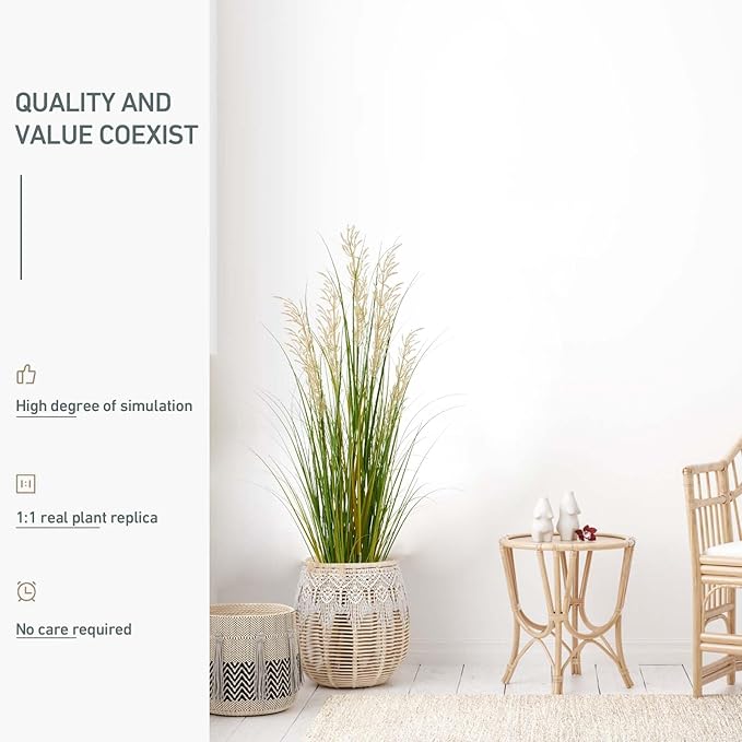 Artificial Plant, 47in Tall, 2pk Grass, Faux House Plants in Pot, Indoor Decorative Flowers &Greenery for Home and Office, Ideal Housewarming Gift