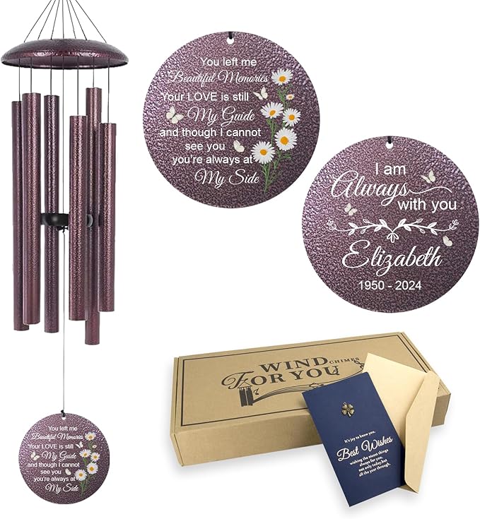 ASTARIN 36" Large Deep Tone Personalized Sympathy Wind Chimes, Memorial Wind Chime for Loss of Mother Father Loved One, Bereavement Gifts Decor Outdoor Patio Garden Graveyard