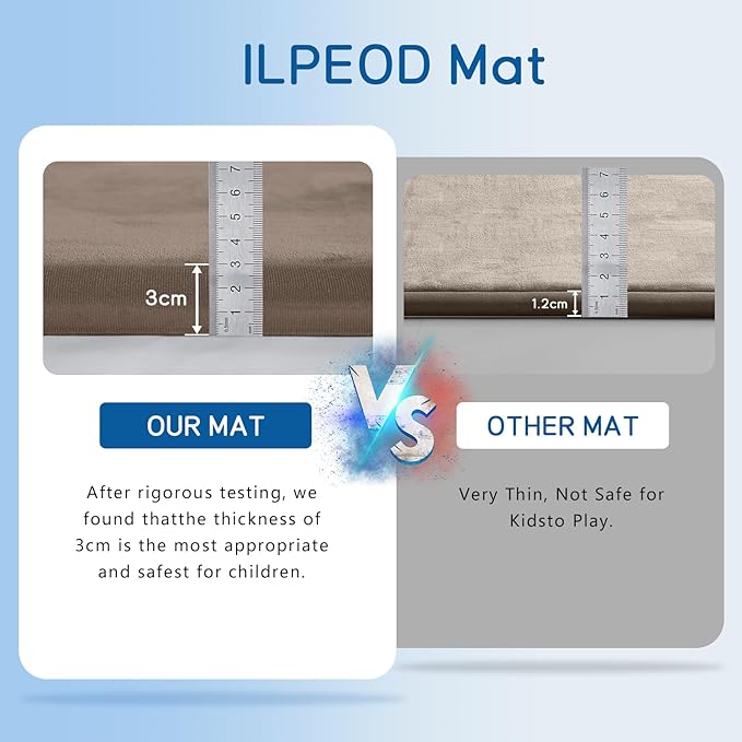 Baby Play Mat for Floor Tummy Time Mat Nursery Rug Muscle Mat Area Rug Playroom Rug Tatami Mat 13'1"x6'7" Memory Foam 1.3" Thick Crawling Mat For Babies,Toddlers, Infants, Kids,Floor Mat(Brown)