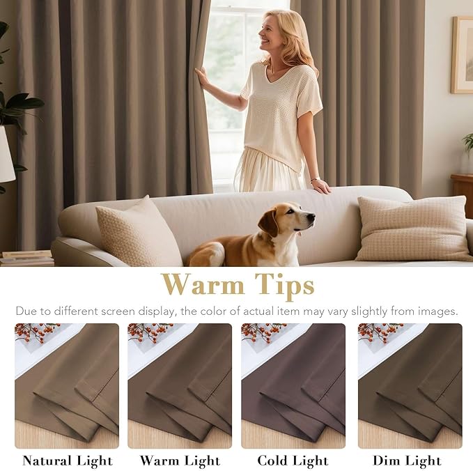 H.VERSAILTEX Thermal Insulated Blackout Window Panels Microfiber Formaldehyde-Free Kids Curtains for Holiday Season Home Decoration,Grommet Top,52 by 96 - Inch - Macchiato - Set of 2