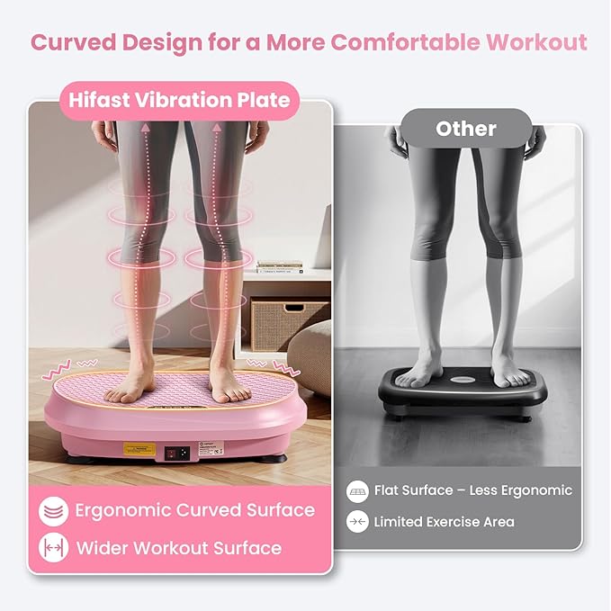 Curved Vibration Plate Exercise Machine, Vibrating Plate 400 lbs Capacity with 9 Auto Modes and 120 Adjustable Speeds, Large LED Display, Touch and Remote Control, Vibration Platform for Home