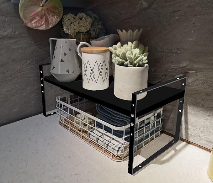 Expandable,Stackable Spice Rack,Seasoning Organizer and Storage,Spices Jar Racks for Cabinet,Countertop, Metal Pantry, Cupboard,Laundry Storages,Heavy Duty(1 Pack/Medium/Black)