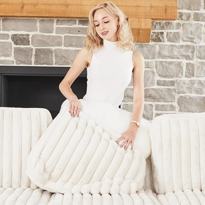 Belffin Oversized Sofa Bed Modular Sectional Sleeper Sofa with Pull Out Bed L Shaped Couch with Storage Chaise White Couch