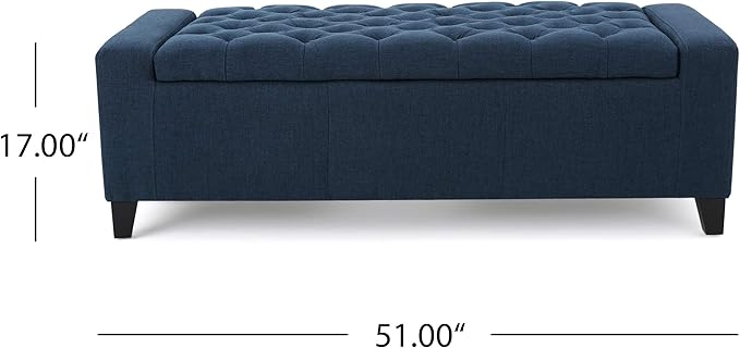 Christopher Knight Home Hikaru Fabric Storage Ottoman, Dark Blue Dimensions: 20.50”D x 51.00”W x 17.00”H