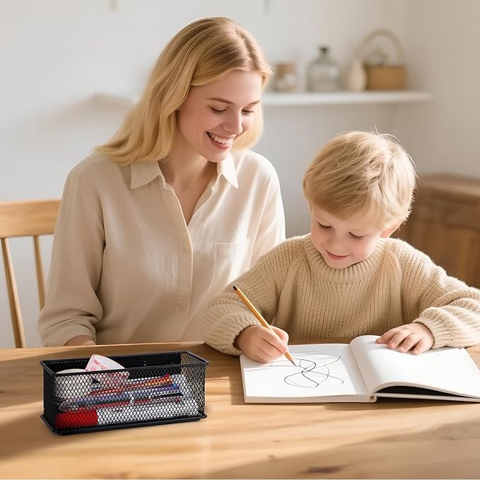 6.29'' × 2.28'' × 2.48 Black Magnetic Basket for Refrigerator Magnetic Organizer Holder Locker Organizer for Home Office Accessories Magnetic Basket for Whiteboard,Set of 4