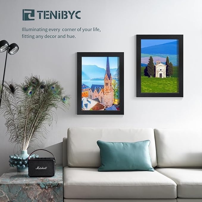 12x16 Picture Frame 3 pk - Textured Black Wood, HD Tempered Glass, Wall Gallery Picture Photo Frame