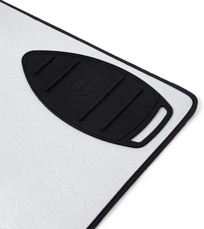 Encasa XO Ironing Mat/Pad - Metallic Silver (Large 48"x28") with 5mm Foam Padding & Silicone Iron Rest for Steam Pressing on Tabletop or Bed - Heat Reflective, Portable, Quilting