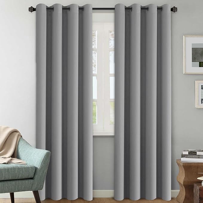 H.VERSAILTEX Three Pass Microfiber Blackout Thermal Insulated Grommet Panels Window Curtains/Drapes (Set of 2,52 x 96 Inch,Dove Gray)