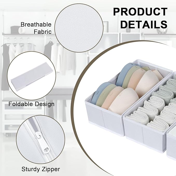 DIMJ Drawer Organizer Clothes 18 Pack - Foldable Baby Organizers and Storage & Dresser Organizer for Bedroom, Closet - Nursery Organization Dresser Dividers for underwear, Sock,Bra, Belt, Tie, White