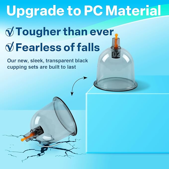 Cupping Kit for Massage Therapy, Silicone Physical Chinese Therapy Cupping Set at Home, Professional Muscle Cupping Tool with Pump & Vacuum Cups for Cellulite Reduction