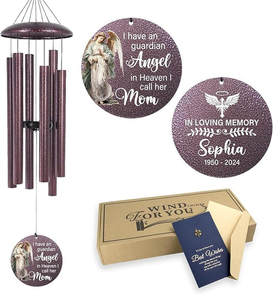 ASTARIN 36" Large Deep Tone Personalized Sympathy Wind Chimes, Memorial Wind Chime for Loss of Mother Father Loved One, Angel Bereavement Gifts Decor Outdoor Patio Garden Graveyard