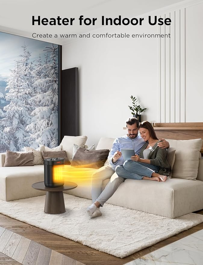 1000W Small Space Heater for Indoor Use, 2S Fast Heating, PTC Ceramic Electric Space Heater with 3 Modes, Thermostat, Overheated & Tip-Over Safety Protection, Portable Heater for Office and Bedroom