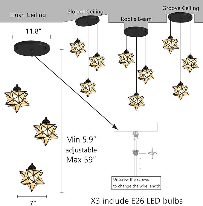 Frosted White Glass Dining Room Chandelier Farmhouse Pendant Lights for Kitchen Island Light Fixture Modern Chandeliers with Warm Light Bulbs Black