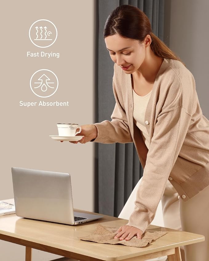 Fantasticlean Microfiber Cleaning Cloth Roll -75 Pack, Tear Away Microfiber Towels, 12" x 12", Reusable, Washable, Scratch Free, Ultra Absorbent Dish Rags for Car, Home, Garage or Shop (TAN)