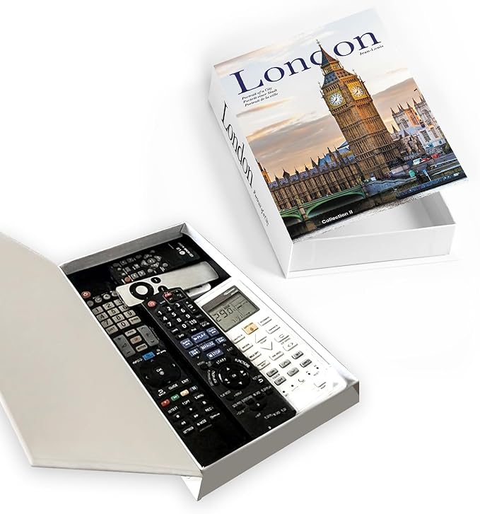 Decorative Storage Book Box – Hidden Storage for Remote Controls, Keys, and Small Items – Elegant Home Decor for Living Room, Bedroom, Coffee Table – Modern Style Faux Book Organizer (London)