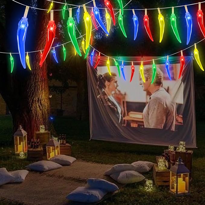 Chili Pepper String Lights, 40 LED 21Ft Chili Pepper Fairy Lights Battery Operated for Indoor Outdoor Garden Pool Birthday Mexican Party Wedding Christmas Summer Tropical Decor