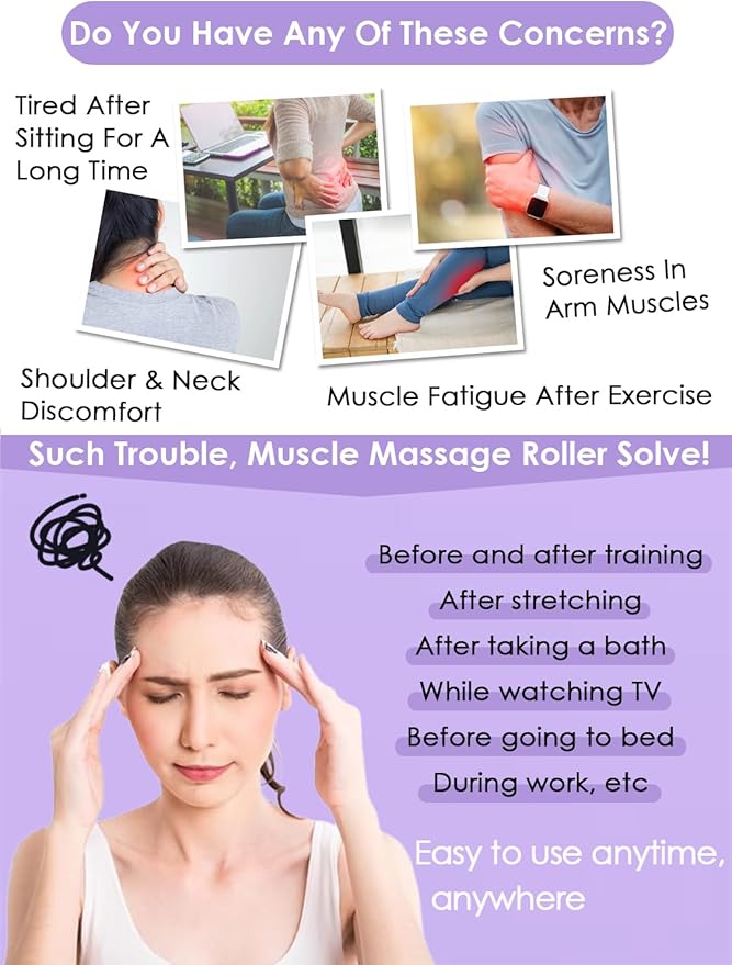 Anti Cellulite Massager Roller w/Detachable Roller Handles for Whole Body, Leg, Lumbar, Shoulder, Back, Arm Massage Stretch Roller Swelling Release Stress Relief Yoga Goods Dieting Equipment