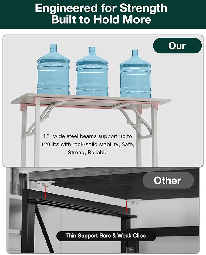 Frylr Small Folding Computer Desk – Portable 55.1 Inch Foldable Laptop Table, Collapsible and Compact for Easy and Fast Setup, Lightweight for Small Spaces, Home Craft and Study Use, White Ash