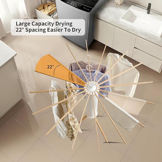 Clothes Drying Rack Tripod,Laundry Hanger Dryer Rack,Portable Drying Rack,Outdoor Clothes Rack-Drying Rack Clothing Laundry Bedroom Household Wooden-16rods