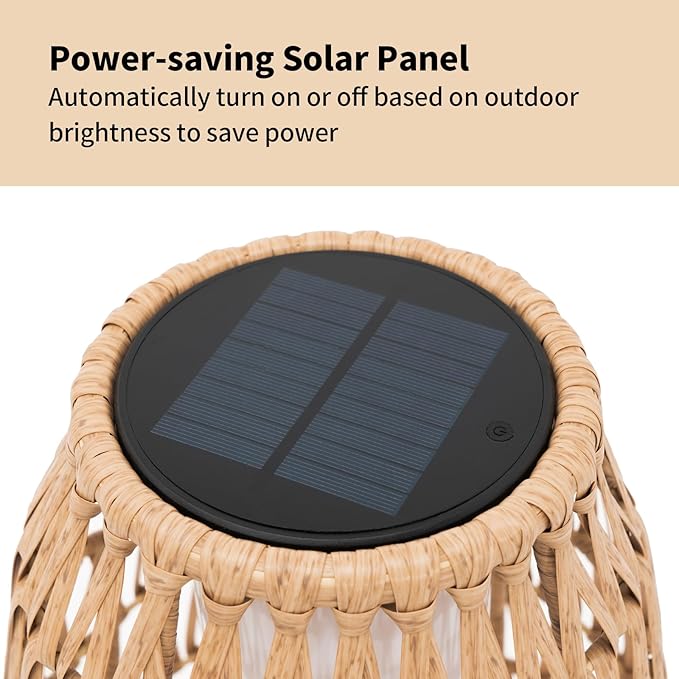 2 Pack Large Patio Solar Powered Lanterns for Garden Outdoor Decorative Floor Lamp Water-Resistant Wicker Lights for Deck Backyard