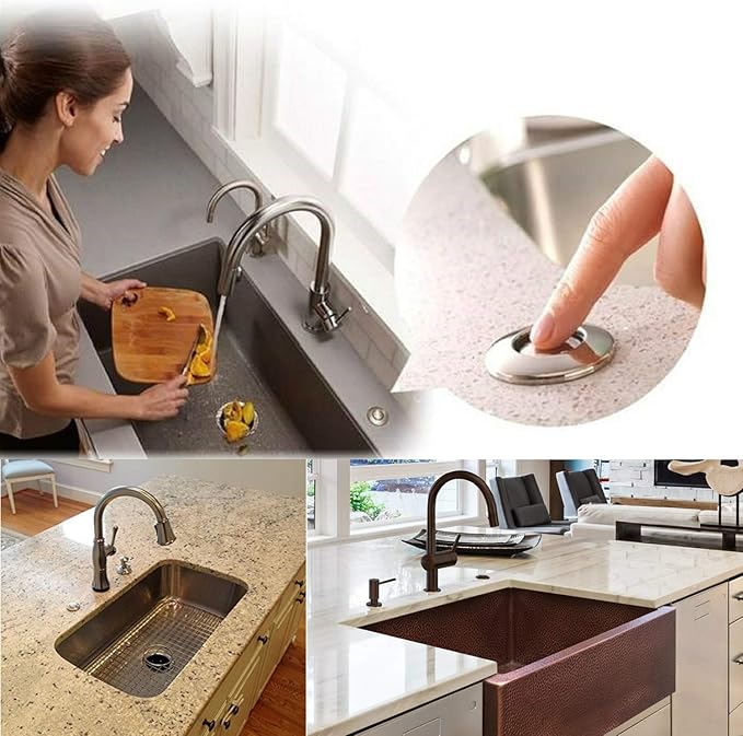 Garbage Disposal Air Switch Kit for SinkTop Waste Disposal with Stainless Steel Brushed Nickel Short Air Button by briidea