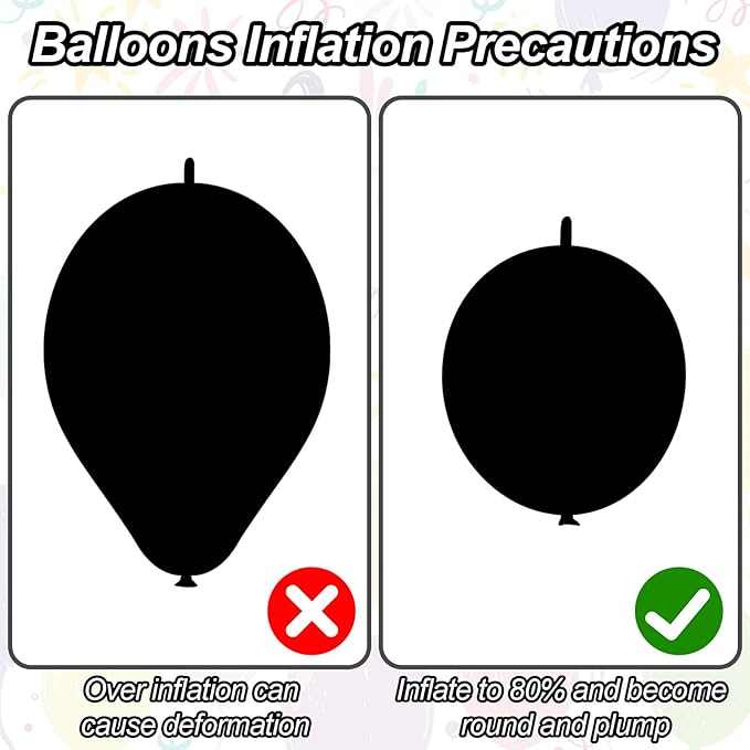 Black and White Quick Link Balloons, 100PCS Latex Linking Balloons for Making Balloon Wall Balloon Arch Balloon Chains and Wedding Birthday Baby Shower Engagement Graduation Party Decorations (6inch)