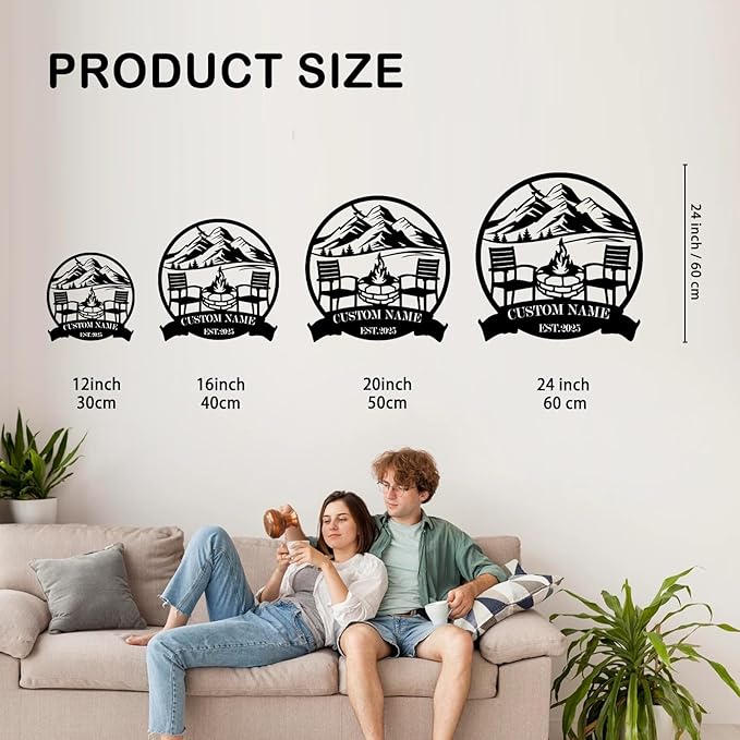 Custom Metal Camping Signs Outdoor - Personalized Size Rustic Wall Art, Lake House Decor, Farmhouse Gift for RV, Cabin & Garden - MADE IN USA