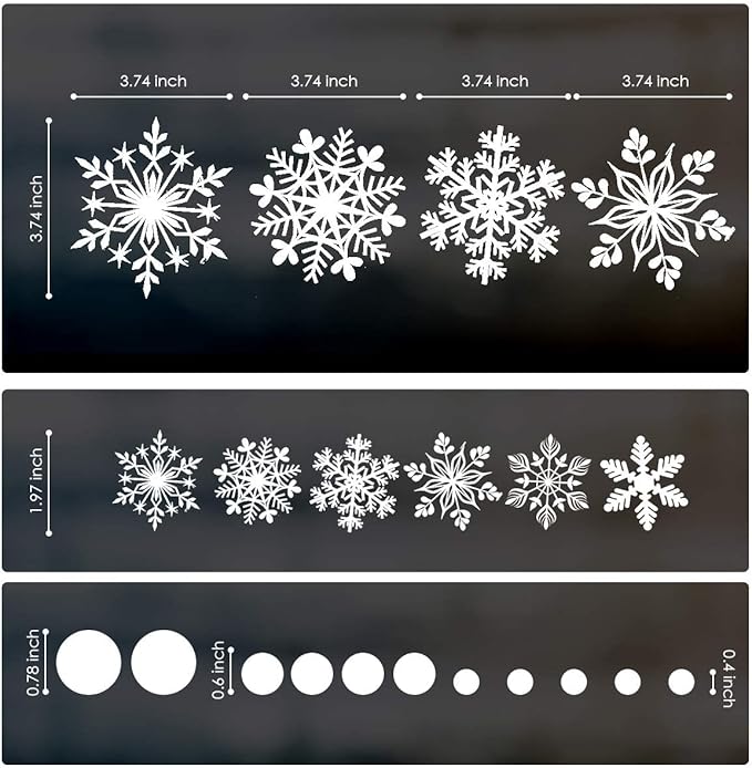 DC-BEAUTIFUL 318 Pcs Christmas Snowflakes Clings Decoration Set, White Christmas Theme Window Stickers, Winter Snow Flakes Clings Party Decal (12 Sheets)