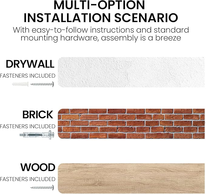 Floating Shelves for Wall, 32"W x 9.3"D x 1.5"H Rustic Solid Elm Wood Wall Shelves, Set of 2 with Invisible Heavy-Duty Metal Bracket, Deep Floating Shelf for Living Room Kitchen, Natural