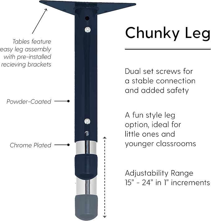 Factory Direct Partners FDP Rectangle Activity School and Classroom Kids Table (36 x 72 inch), Toddler Legs, Adjustable Height 15-24 inches - Maple Top and Navy Edge