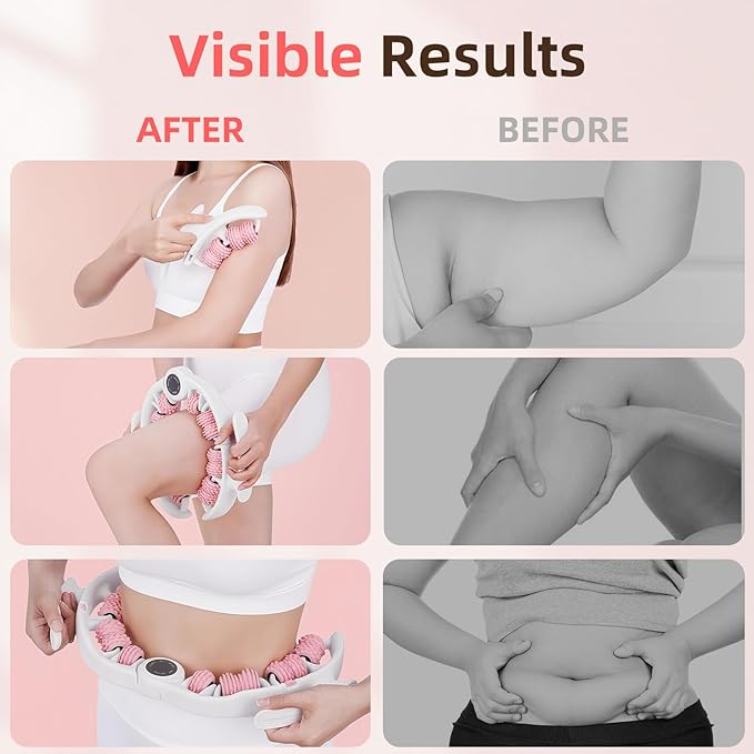 Cellulite Massage Roller for Legs, Anti Cellulite Massage Tool with Detachable, Fats Remover for Legs, Thighs, Butt, Fascia Massage Tool for Lymphatic Drainage & Deep Tissue Pain Relief (Pink)