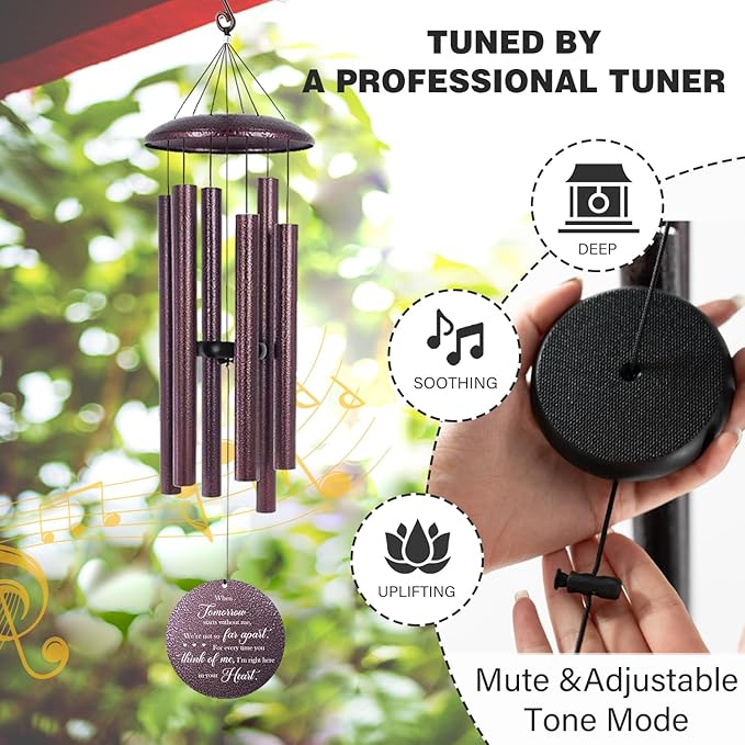 ASTARIN 36" Large Deep Tone Personalized Sympathy Wind Chimes, Memorial Wind Chime for Loss of Mother Father Loved One, Tree of Life Bereavement Gifts Decor Outdoor Patio Garden