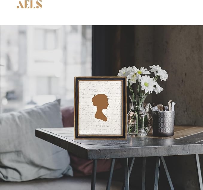 AELS 8x10 Inch Vintage Picture Frame, Elegant Antique Photo Frames with Glass Front, Photo Display, Tabletop Wall Hanging, Gift Ideas, Black with Gold Trim