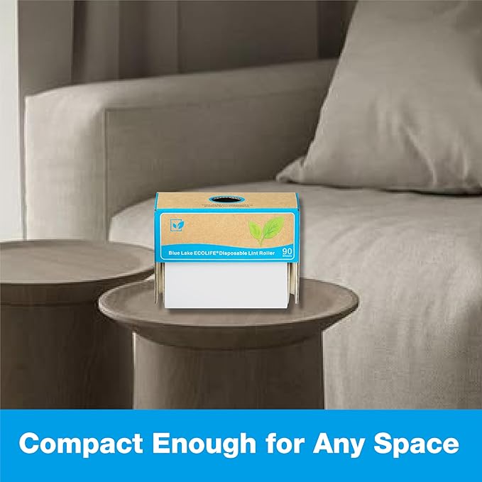 Blue Lake ECOLIFE Plastic-Free Lint Roller – 4-Pack (360 Sheets) | Extra Sticky & Eco-Lint Remover| Ideal for Clothes, Furniture & Carpet(4 Pack-360 Sheets)