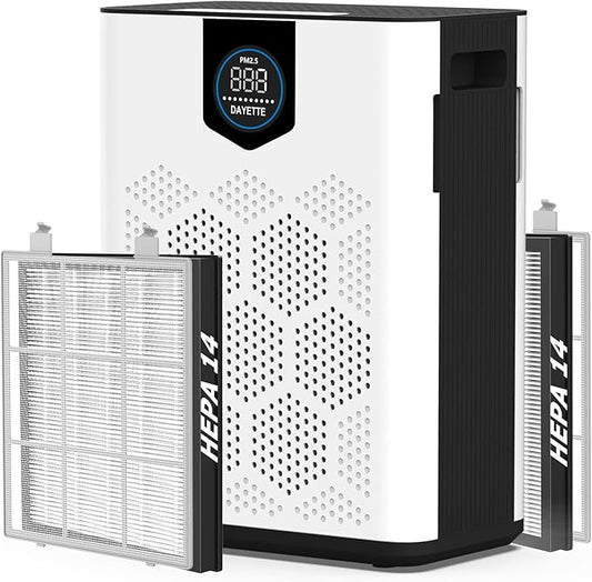 Air Purifiers for Home up to 3000 Sq Ft with Washable Filters, 2x H14 True HEPA Filter, 2xSpeed Fan with Turbo Mode, CADR 400m³/h Remove Pet Hair Odor, 22dB Sleep Mode for Bedroom, Large Room,Office