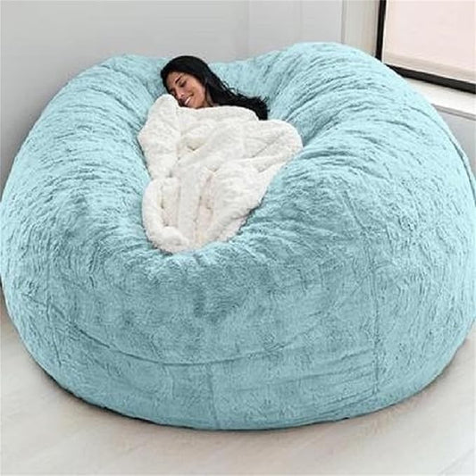 Big Huge Giant Bean Bag Chair for Adults, (No Filler) Bean Bag Chairs in Multiple Sizes and Colors Giant Foam-Filling Required- Machine Washable Covers, Double Stitched Seams (Sky Blue,6FT)