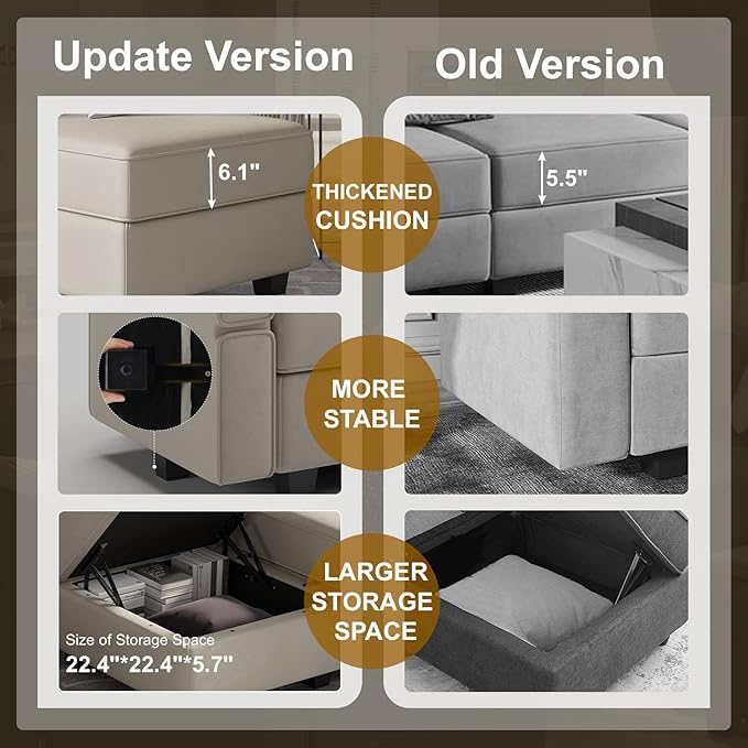 Belffin Modular Sectional Sofa with Double Chaise Velvet U Shaped Sofa Reversible Sectional Couch with Storage Grey