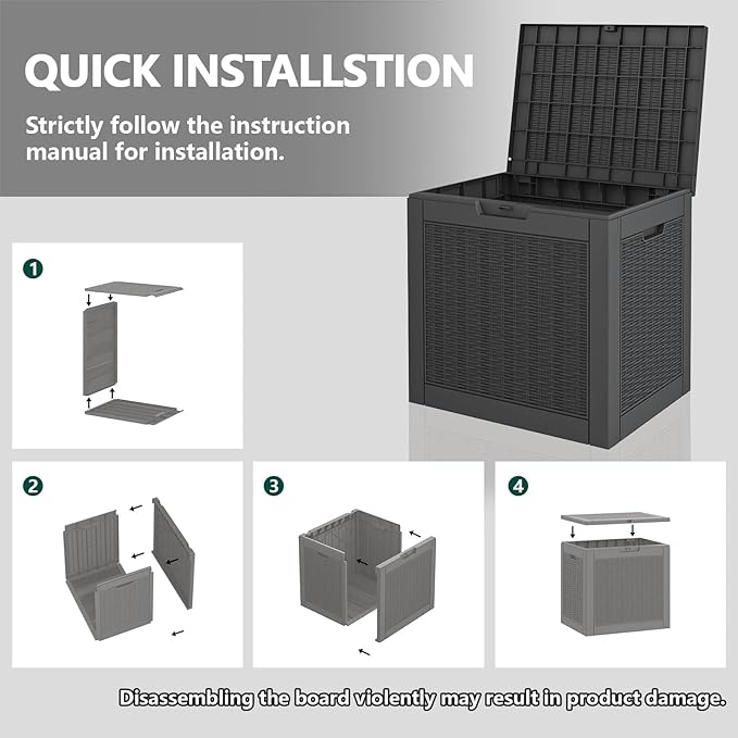 31 Gallon Deck Box, Resin Outdoor Storage Box, Waterproof and UV Resistant Deck Box, Lightweight Storage Box for Garden Tools, Pool Supplies
