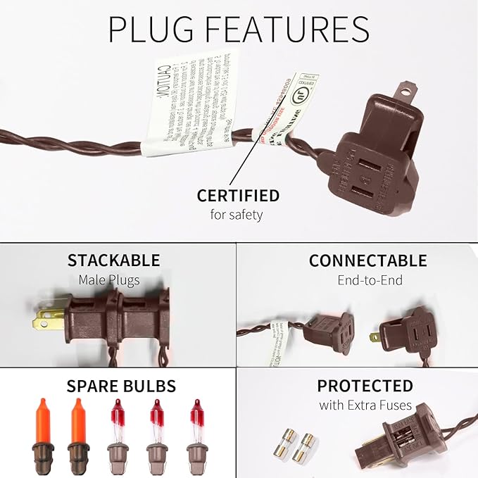 150LIGHTS Orange Extra-Bright with End Connectors Halloween Decorative Lights 9.72m UL Certified Mini String Light Set Waterproof for Halloween Home Garden Christmas Tree Party Patio Wedding