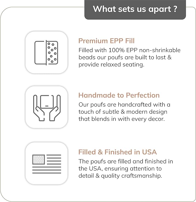 Anji Mountain 20"x20"x20" Handmade & Handcrafted Ottoman Pouf Comfortable Pouf Ottoman Foot Rest & Home Décor Accent for Living Room, Bedroom, Nursery, Kids Room, Patio