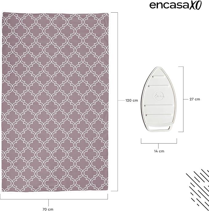 Encasa Homes Ironing Mat/Pad (Large 48"x28") with 3mm Padding & Silicone Iron Rest for Steam Pressing on Tabletop or Bed - Heat Resistant, Portable, Quilting & Travel Blanket - Mauve Tiles