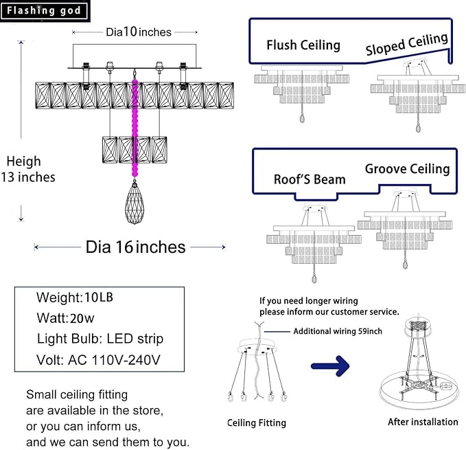 Flashing God 16 Inch Mini Chandelier Modern Crystal Chandeliers Light Semi Flush Mount Ceiling Light Fixture Small Black Chandelier for Bedroom Hallway Kitchen Foyer