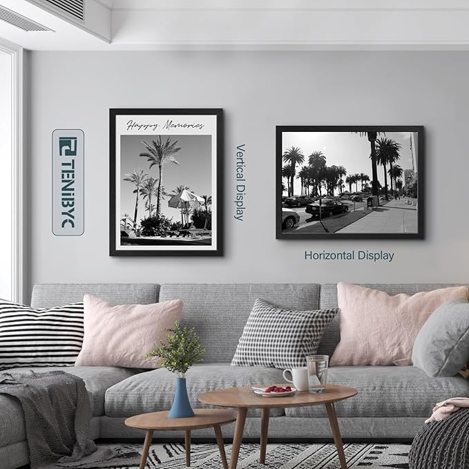 18x24 Poster Frame 3 Pack - Black Woodgrain, Solid Wood Gallery Picture Frame - Wall Hanging